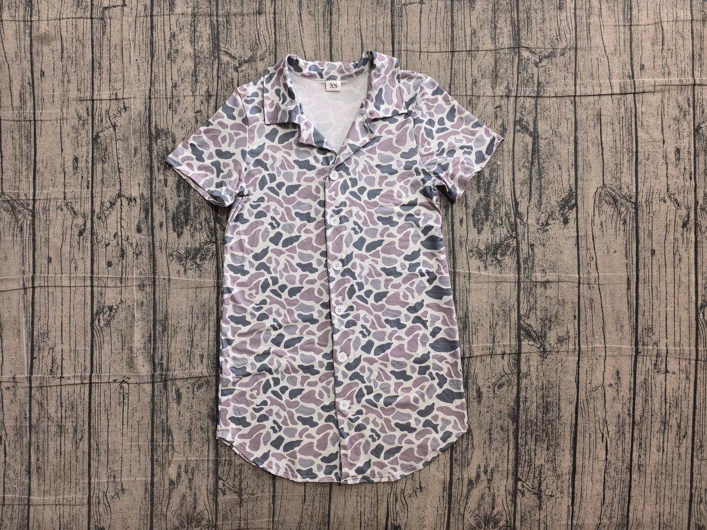 Adult Men Short Sleeve Southern Light Grey Camo Button Shirts Top Preorder