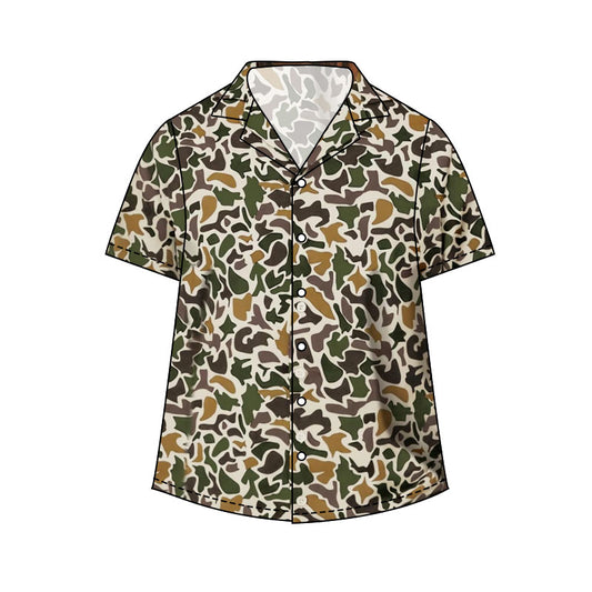 Adult Men Short Sleeve Southern Dark Green Camo Button Shirts Top Preorder