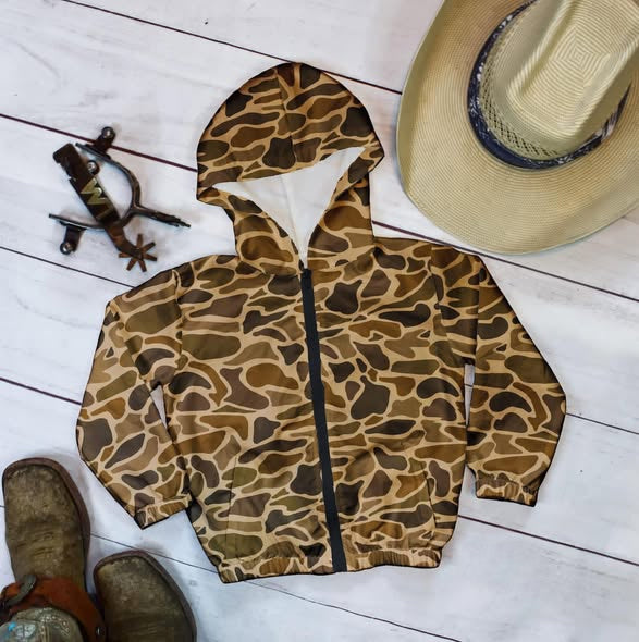 Baby Boys Brown Camo Zipper Pockets Southern Hoodies Jackets Top Preorder