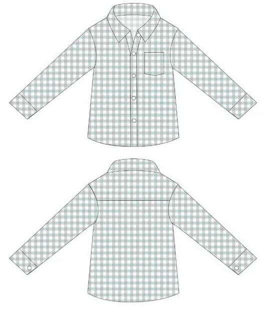 Baby Boys Grey Checked Pocket Button Shirts Top Preorder