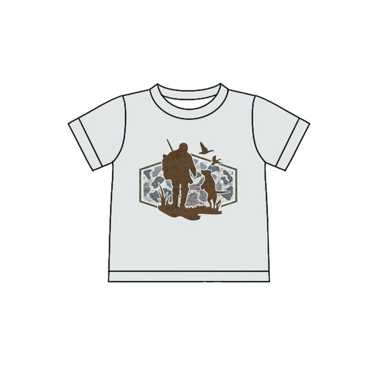 Baby Boys Light Grey Camo Ducks Dogs Hunting T-shirts Top Preorder