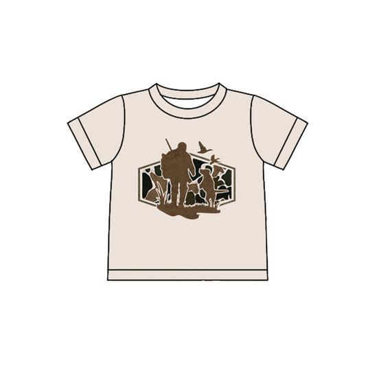 Baby Boys Dark Brown Camo Ducks Dogs Hunting T-shirts Top Preorder