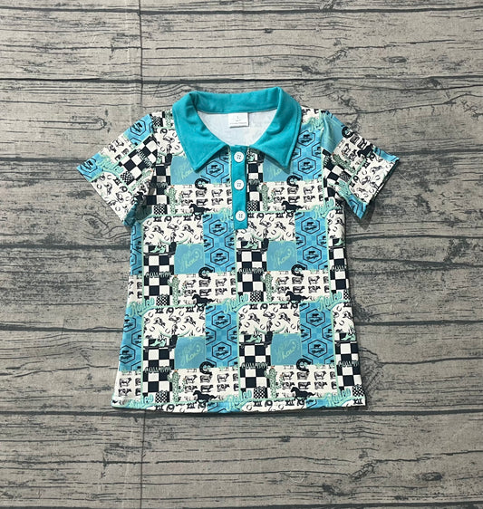 Baby Boys Horse Saloon Cowboys Western Button Polo Shirts Top
