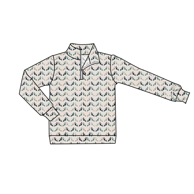 Adult Men Long Sleeve Deer Plaid Zipper Hunting Pullovers Top Preorder