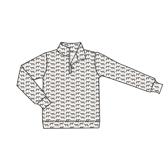 Adult Men Long Sleeve Dogs Plaid Zipper Hunting Pullovers Top Preorder