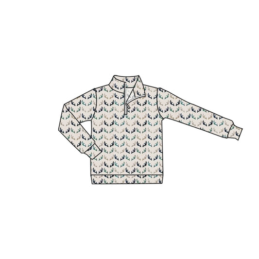 Baby Boys Long Sleeve Deer Plaid Zipper Hunting Pullovers Top Preorder