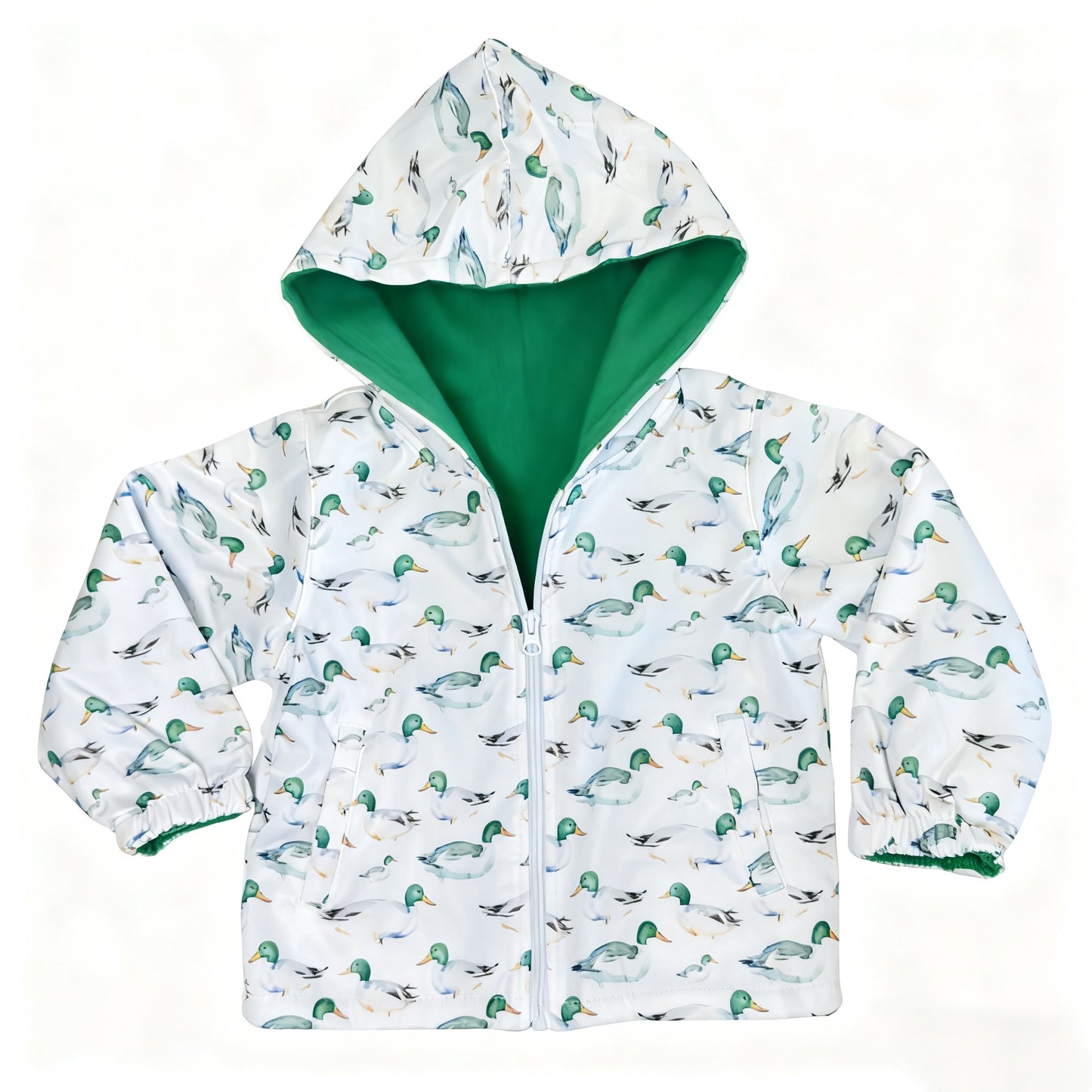 Baby Boys Green Ducks Plaid Pockets Zipper Hunting Hoodie Jackets Top Preorder