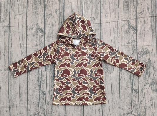 Baby Boys Southern Dark Khaki Camo Long Sleeve Hoodies Top Preorder