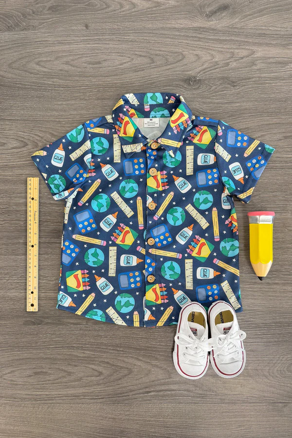 Baby Boys Pencils Button Back to School Shirts Top Preorder