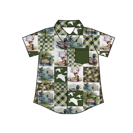 Baby Boys Short Sleeve Deer Ducks Checked Hunting Button Shirts Top Preorder