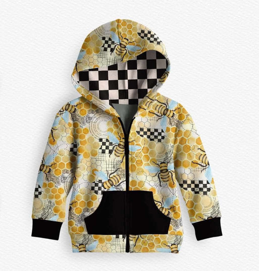 Baby Boys Long Sleeve Bees Honey Pocket Zipper Hoodie Jackets Top Preorder