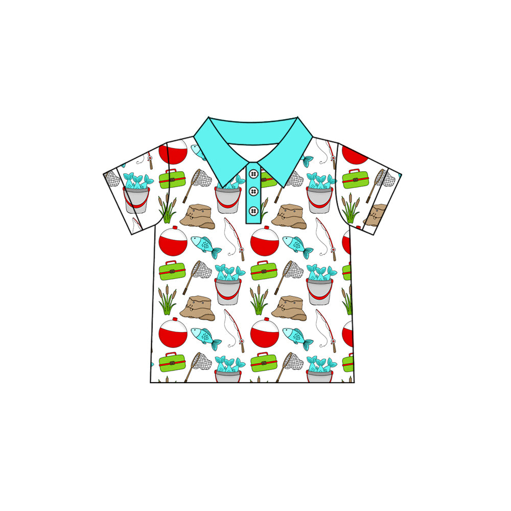 Baby Boys Short Sleeve Fishing Hunting Button Polo Shirt Top Preorder