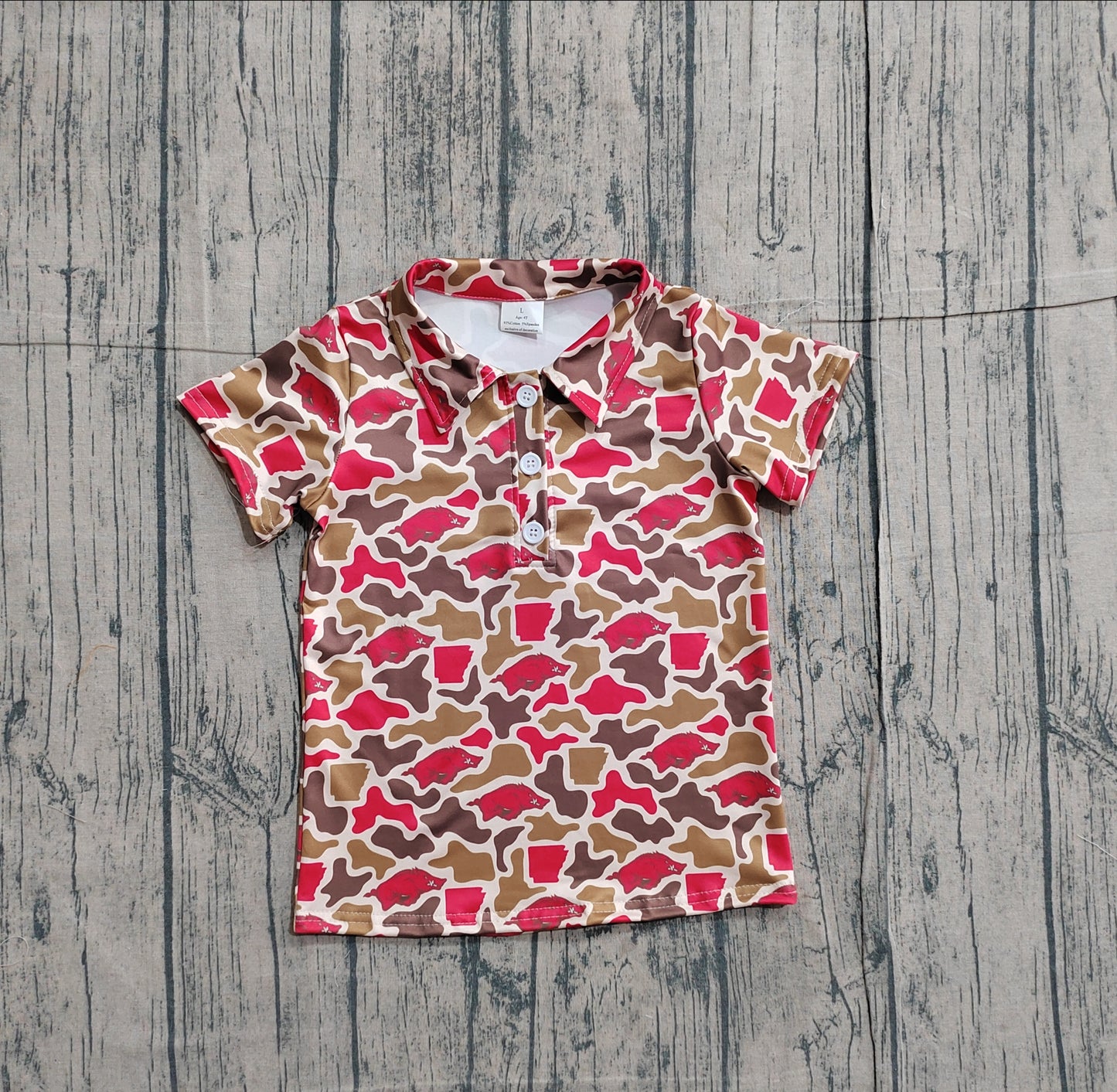 Baby Boys Short Sleeve Southern Camo Bulls Team Button Polo Shirts Top