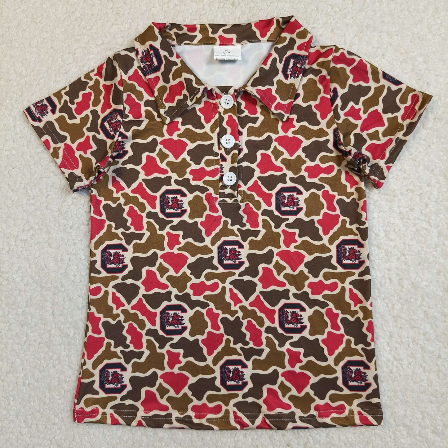 Sibling Baby Boys Short Sleeve Southern Camo Team Button Polo Shirts Top