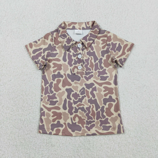 USA Shop Baby Boys Short Sleeve Southern Khaki Camo Hunting Button Polo Shirts Top