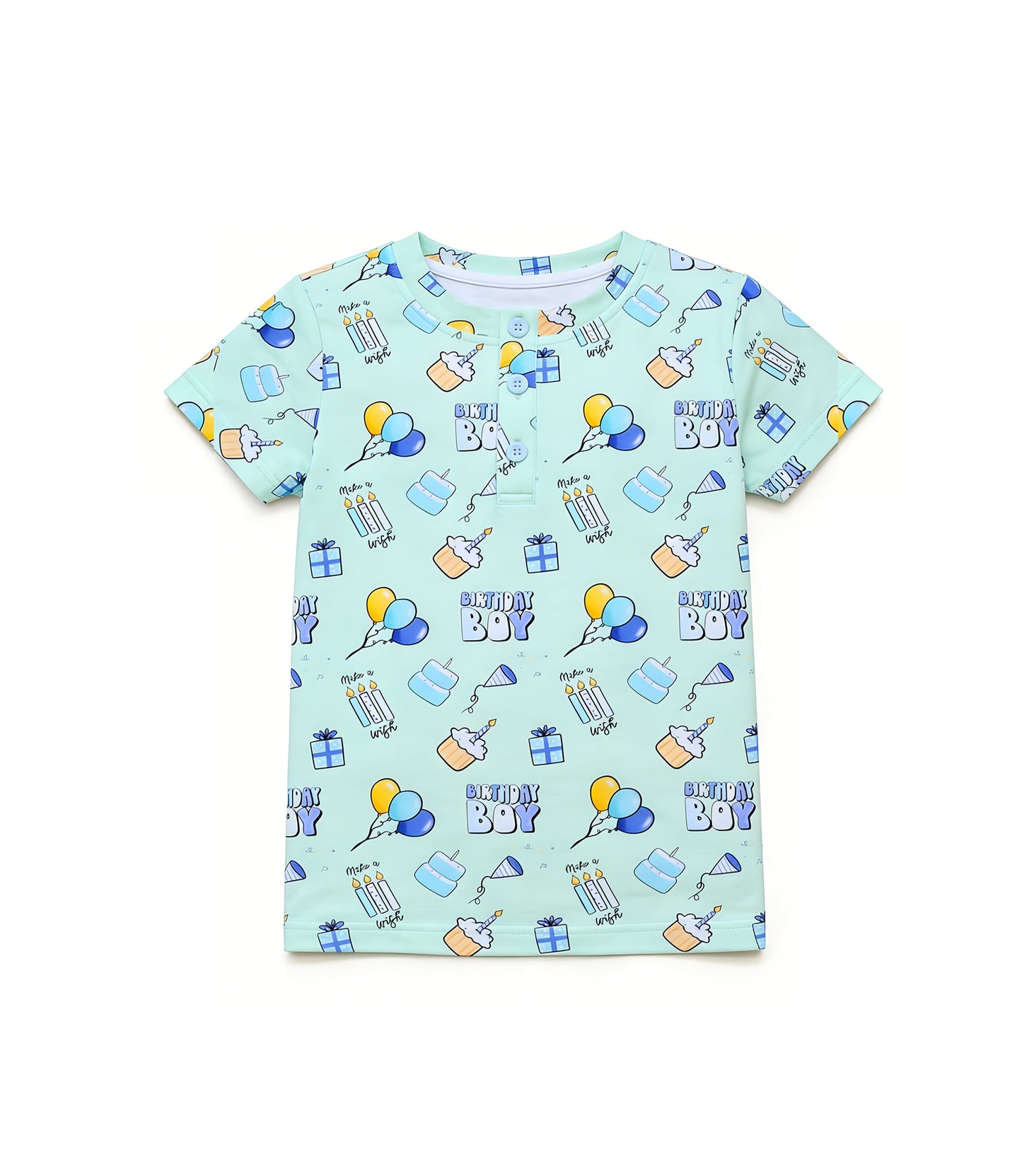 Baby Boys Short Sleeve Birthday Boy Button T-shirts Top Preorder