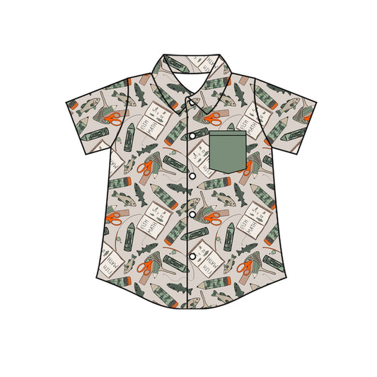 Baby Boys Short Sleeve Fishing Hunting Button Pocket Shirts Top Preorder