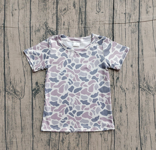 Baby Boys Short Sleeve Southern Light Grey Camo T-shirts Top