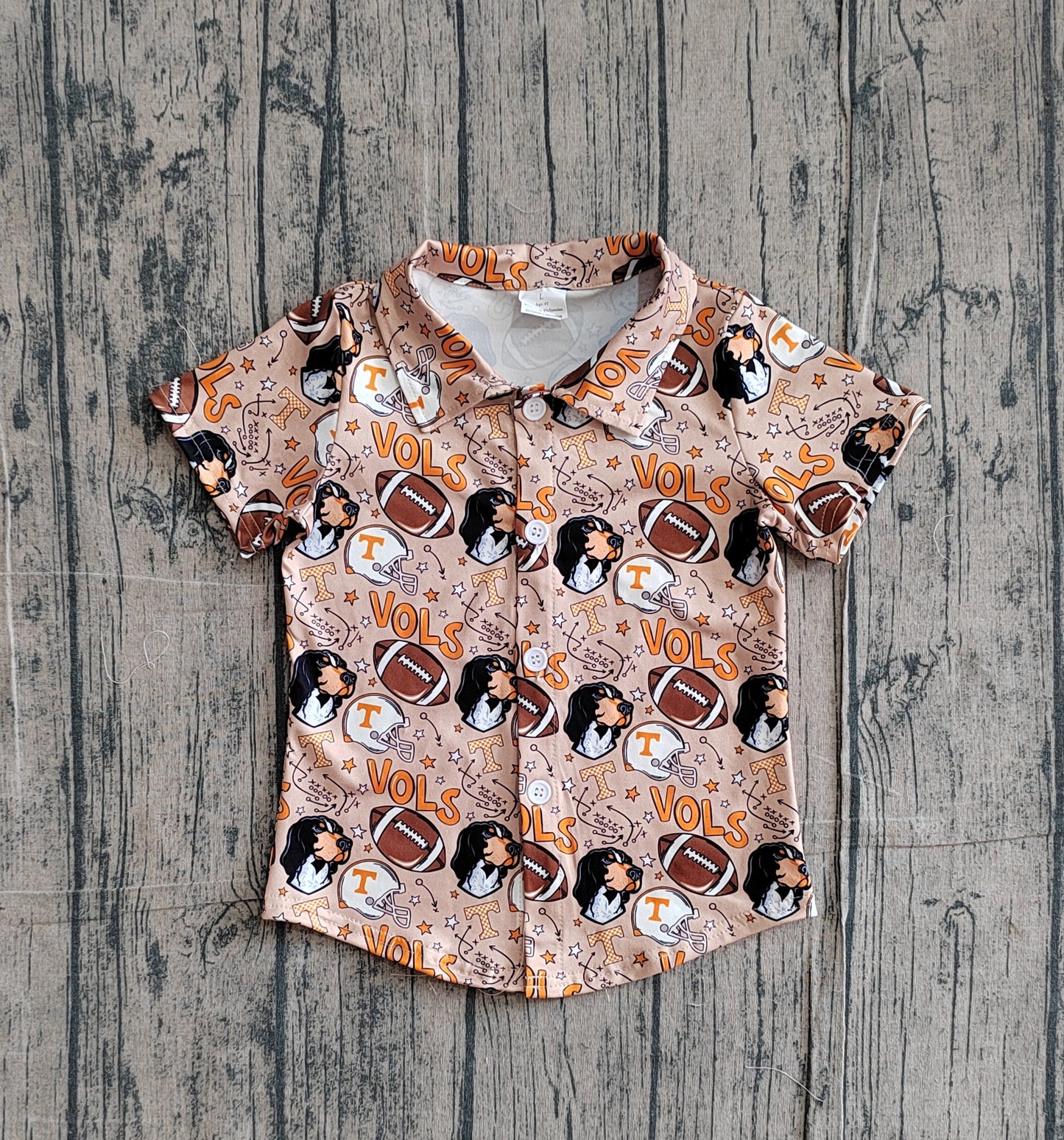 Baby Boys Footballs Dogs Vols Team Button Shirts Top
