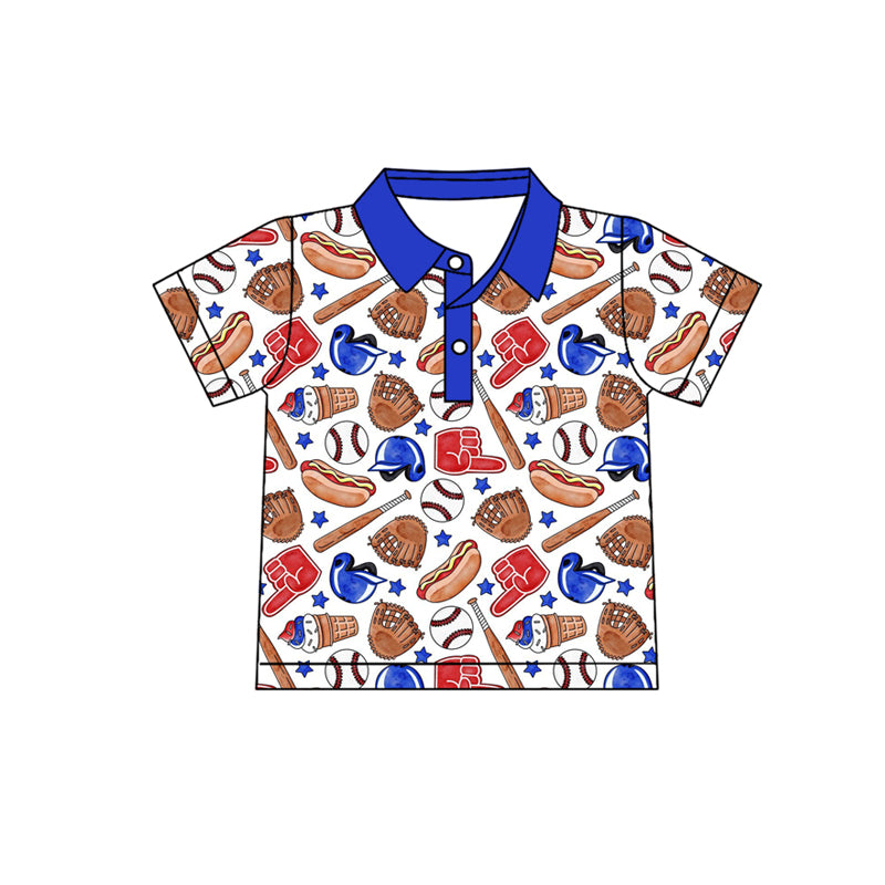 Baby Boys Short Sleeve Baseballs Team Button Polo Shirts Top Preorder