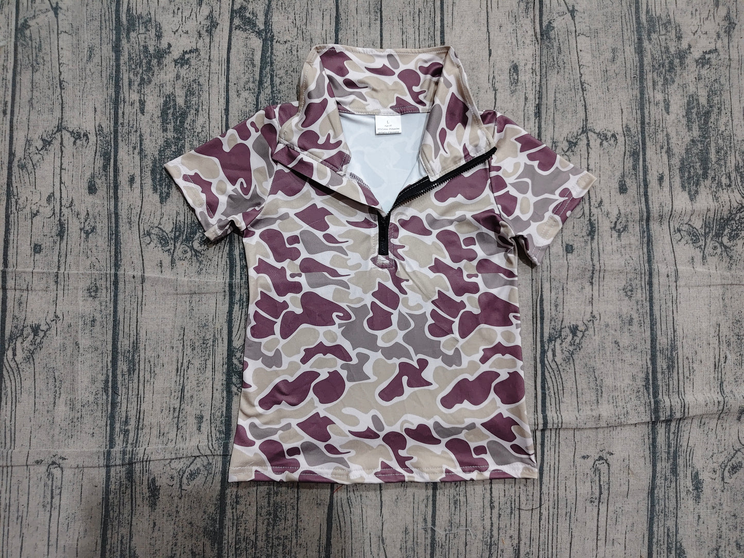 Baby Boys Short Sleeve Southern Grey Camo Zipper Pullovers Top