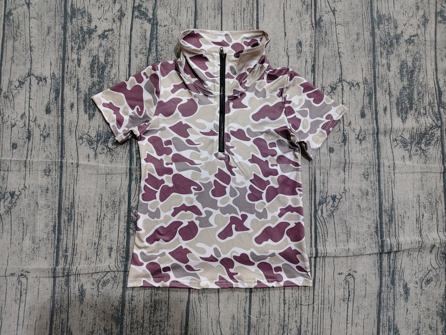 Baby Boys Short Sleeve Southern Grey Camo Zipper Pullovers Top