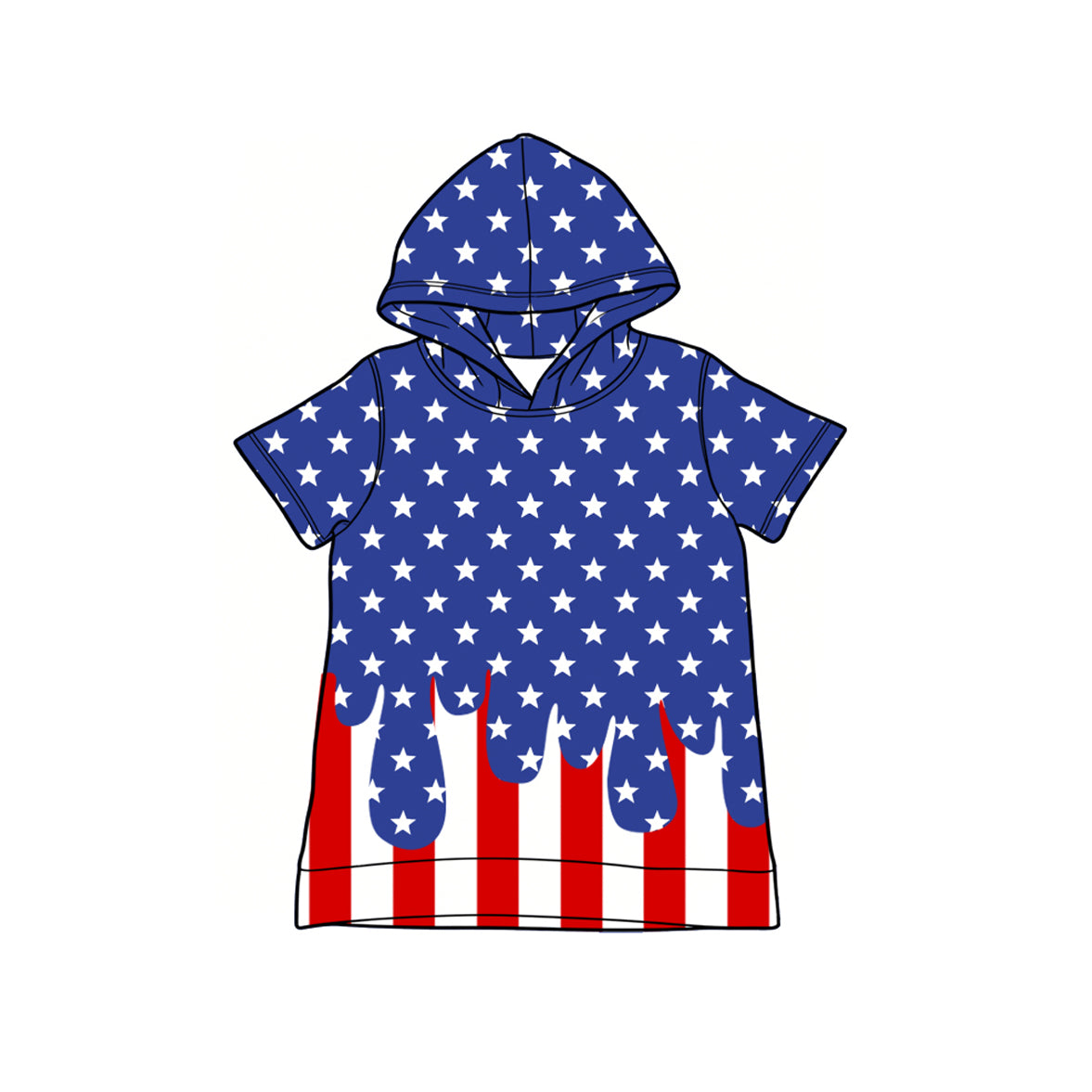 Baby Boys Short Sleeve Stars Stripe 4th of July Hoodies Shirts Top Preorder