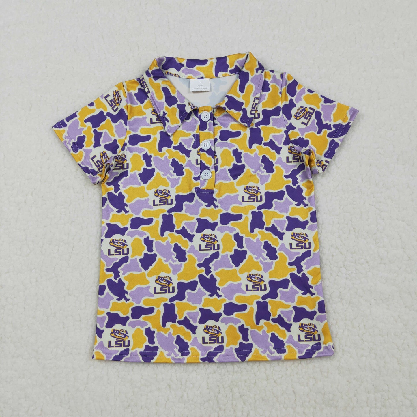 Sibling Baby Girls Bows LSU Tigers Team Clothes Sets Polo Shirt Yoga Active Knee Length Dress Butterfly Shorts