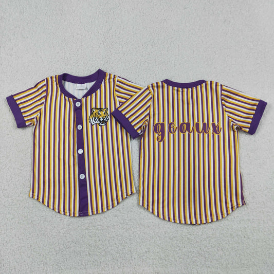 Sibling Mama and Me Kids Bows LSU Tigers Team Clothes Sets Polo Shirt Yoga Active Butterfly Shorts
