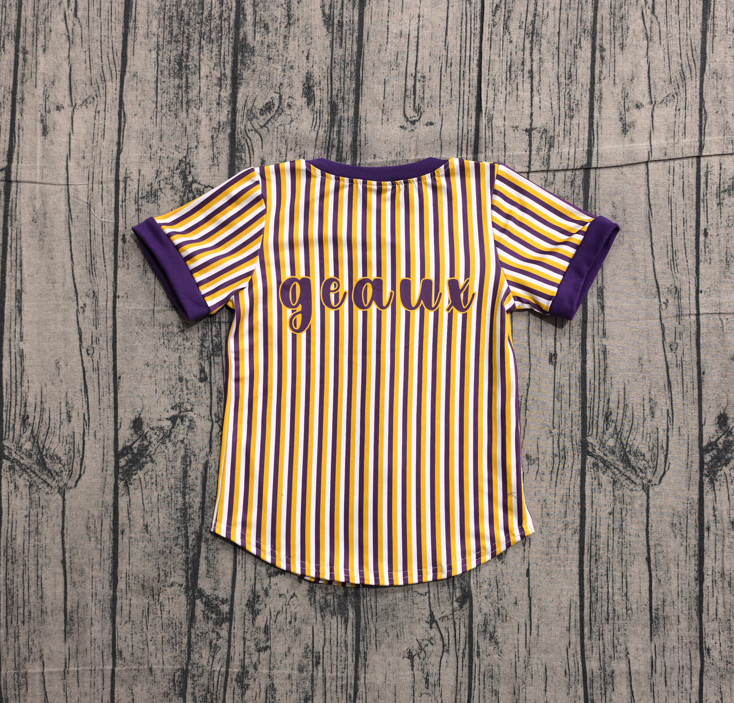 Baby Boys Purple Stripe Geaux Tigers Team Button T-shirts Top