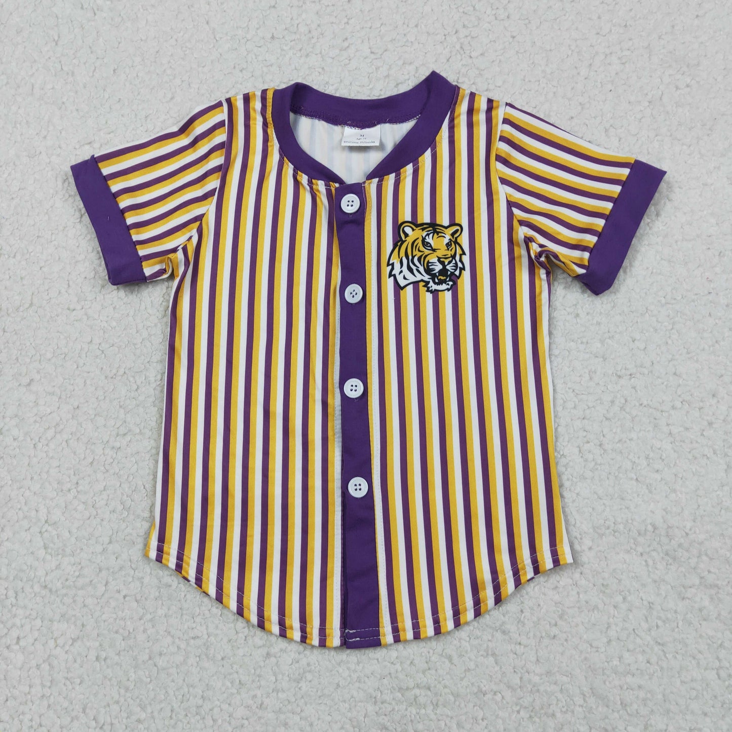Sibling Baby Boys Short Sleeve Stripe Team Button T-shirts Top
