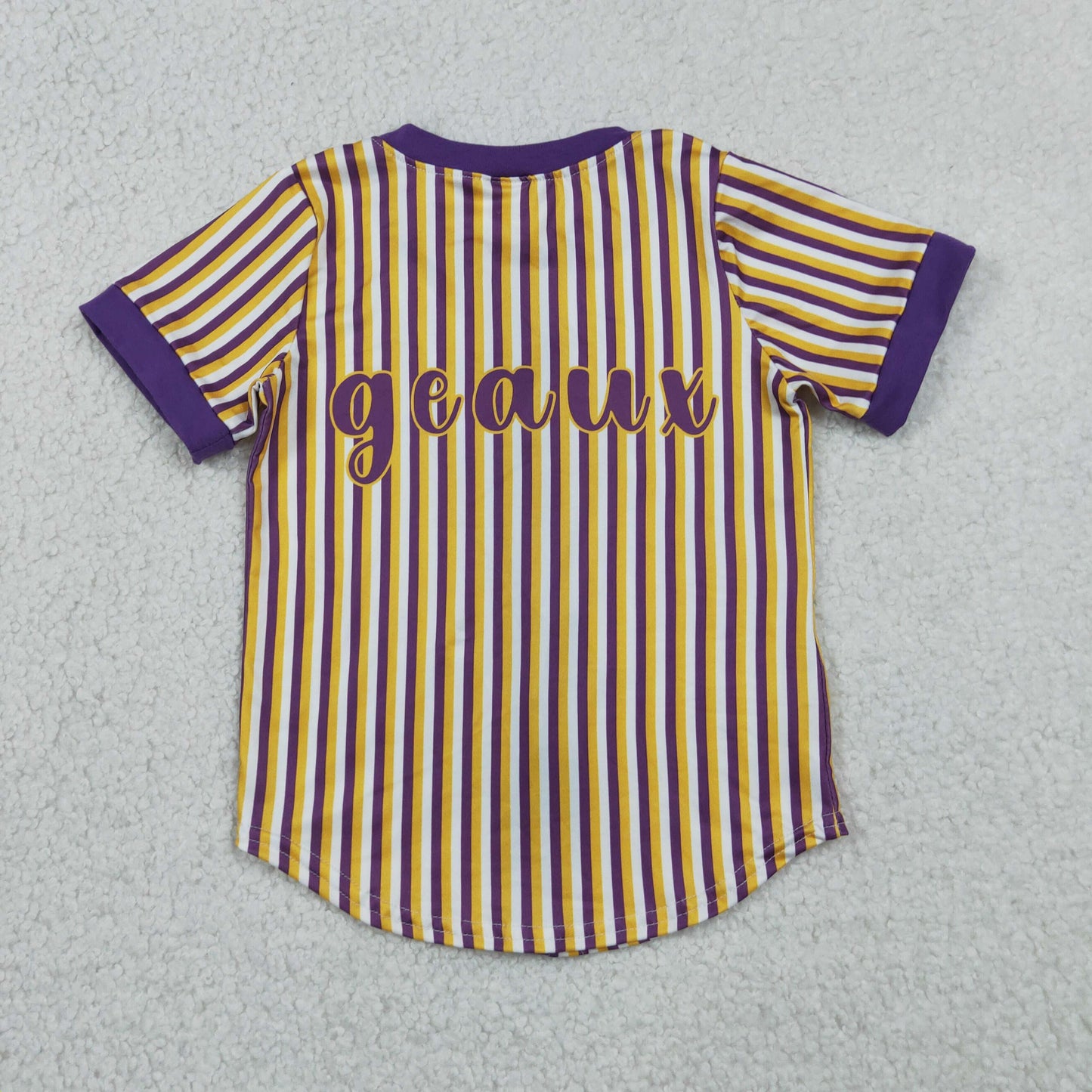 Baby Boys Purple Stripe Geaux Tigers Team Button T-shirts Top