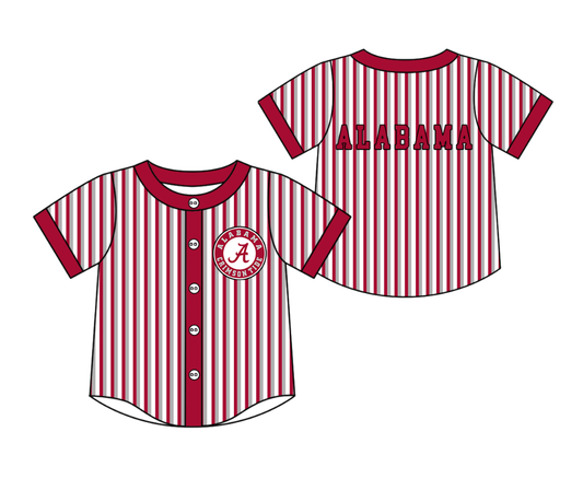 Baby Boys Red Stripe Alabama A Team Button T-shirts Top Preorder