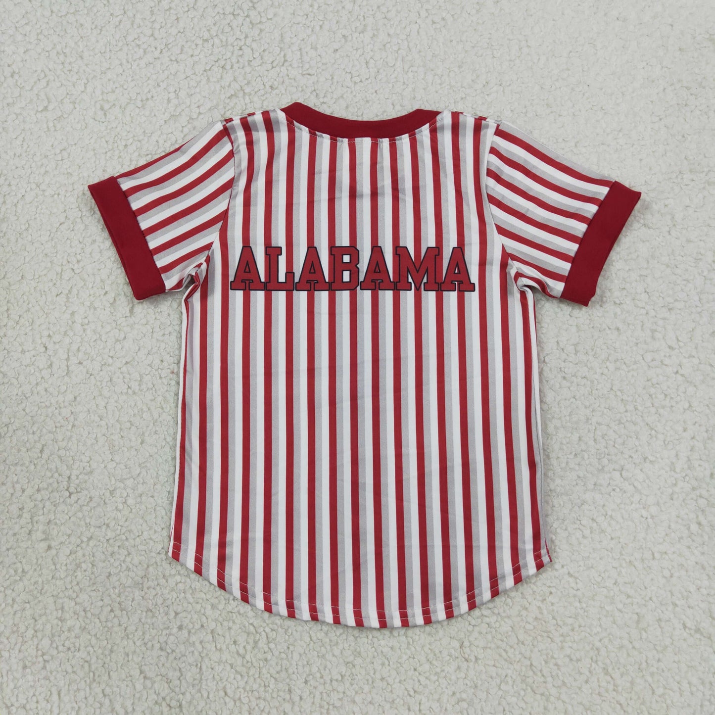 Baby Boys Short Sleeve Red Stripe Alabama Team Button T-shirts Top