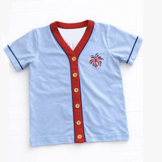 Baby Boys Short Sleeve Firework 4th of July Button Polo Shirts Top Preorder