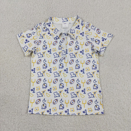 Baby Boys Short Sleeve Footballs #1 Team Button Polo Shirts Top