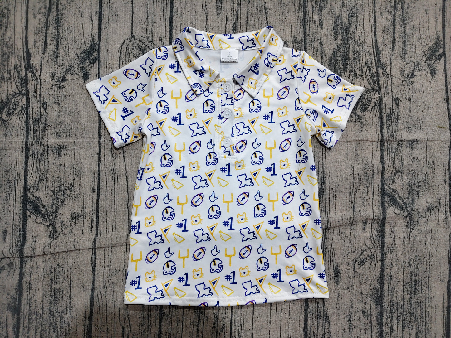 Baby Boys Short Sleeve Footballs #1 Team Button Polo Shirts Top
