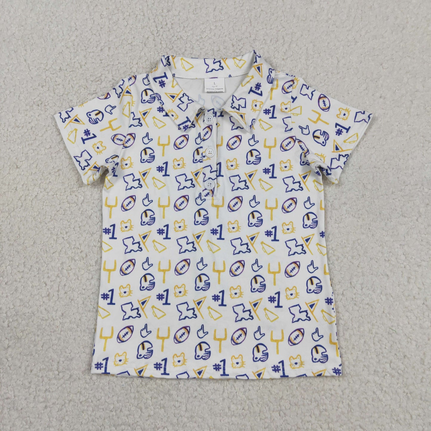 Sibling Baby Boys Short Sleeve Baseballs Footballs Team Button Polo Shirts Top