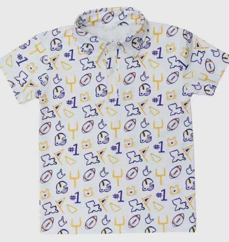 Adult Men Short Sleeve Footballs #1 Team Button Polo Shirts Top Preorder