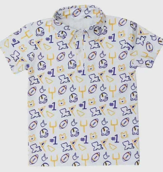 Adult Men Short Sleeve Footballs #1 Team Button Polo Shirts Top Preorder