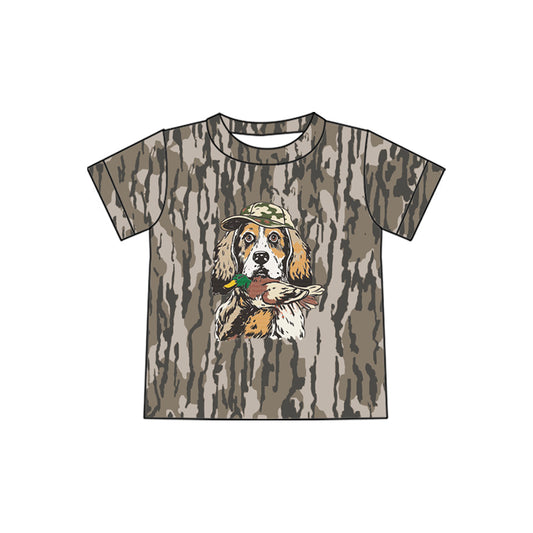 Baby Boys Short Sleeve Southern Olive Camo Dog Ducks Hunting T-shirts Top Preorder