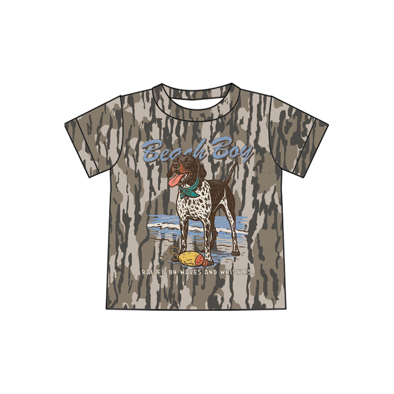 Baby Boys Short Sleeve Southern Olive Camo Dog Beach Boy T-shirts Top Preorder