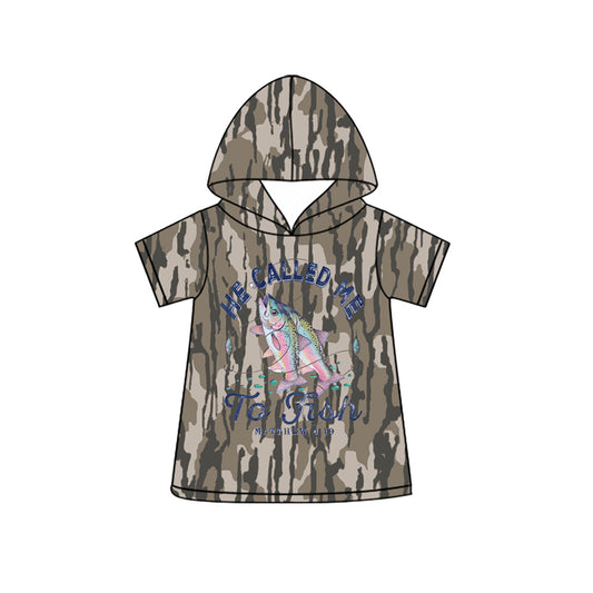 Baby Boys Short Sleeve Southern Olive Camo Fishing Hunting Hoodies Top Preorder