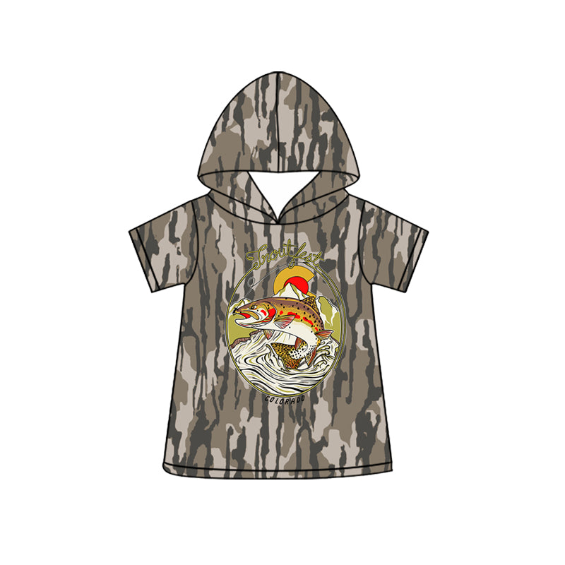 Baby Boys Short Sleeve Southern Olive Camo Fishing Hunting Hoodies Top Preorder