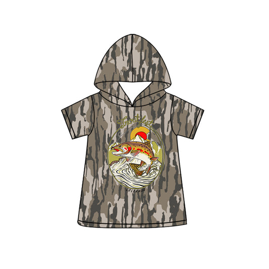 Baby Boys Short Sleeve Southern Olive Camo Fishing Hunting Hoodies Top Preorder