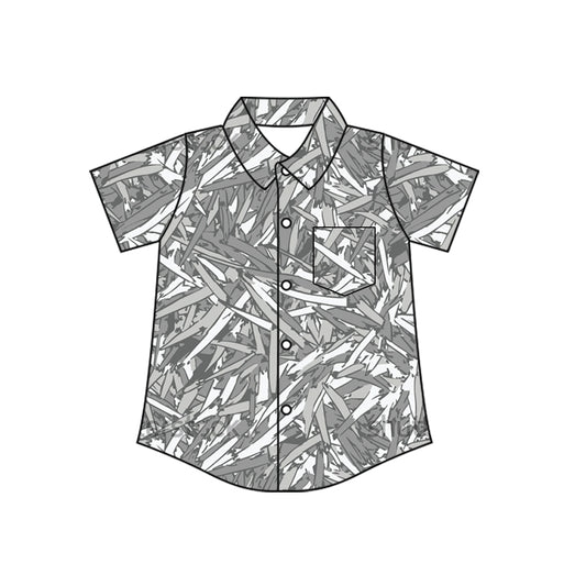 Baby Boys Southern Leaves Camo Button Pocket Shirts Top Preorder