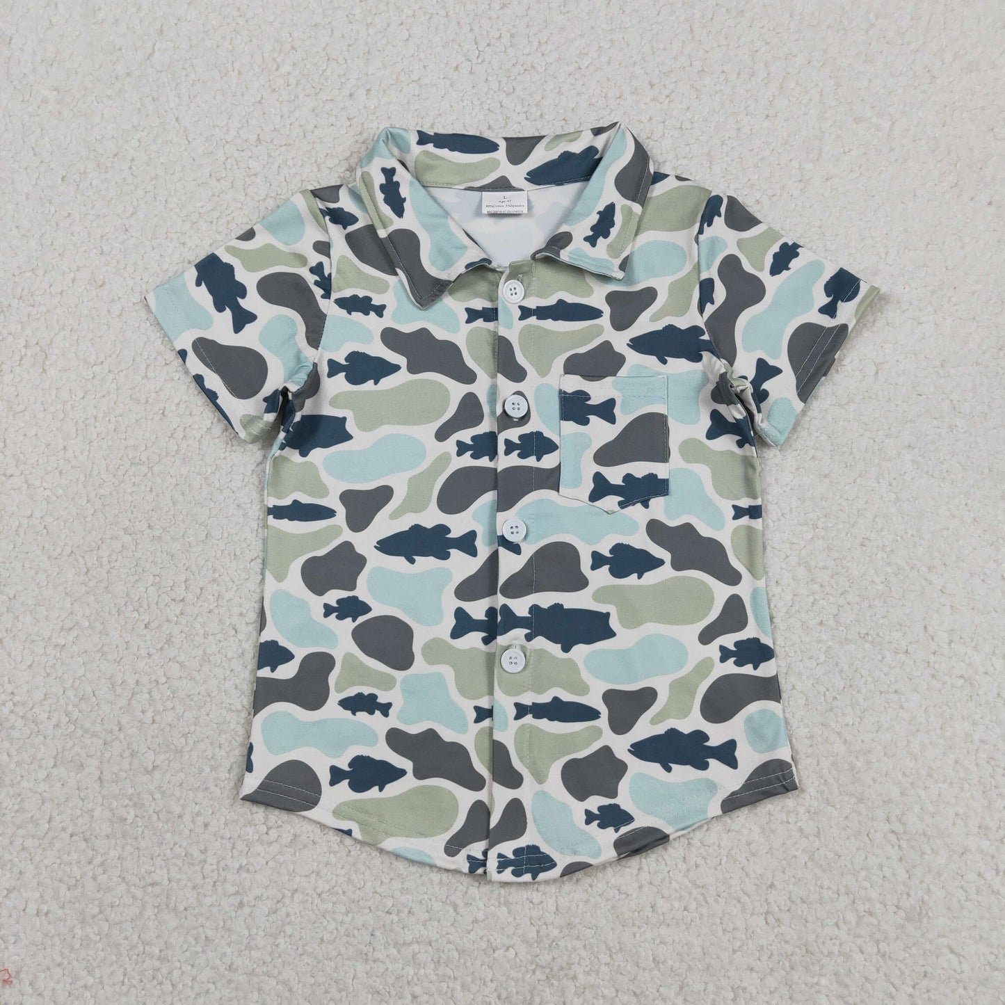 Baby Boys Southern Camo Fishes Hunting Button Pocket Shirts Top