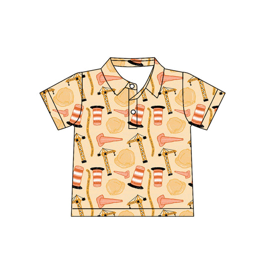 Baby Boys Short Sleeve Linemen Tractors Button Polo Shirts Top Preorder