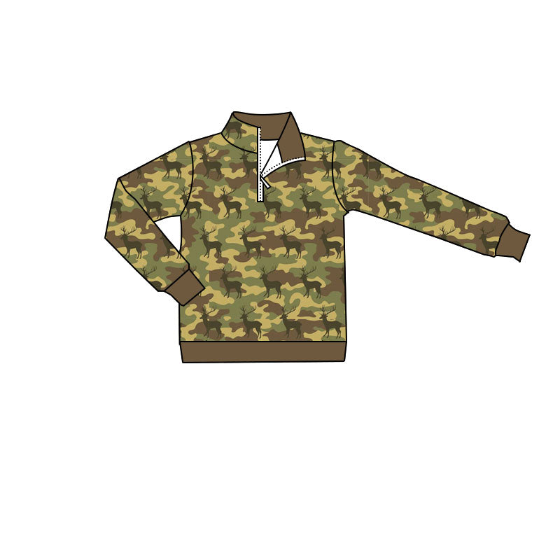 Baby Boys Long Sleeve Southern Camo Deer Hunting Zip Pullovers Top Preorder