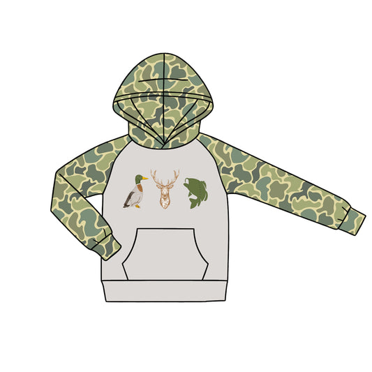 Baby Boys Southern Camo Deer Duck Fishes Hunting Pocket Hoodie Romper Preorder